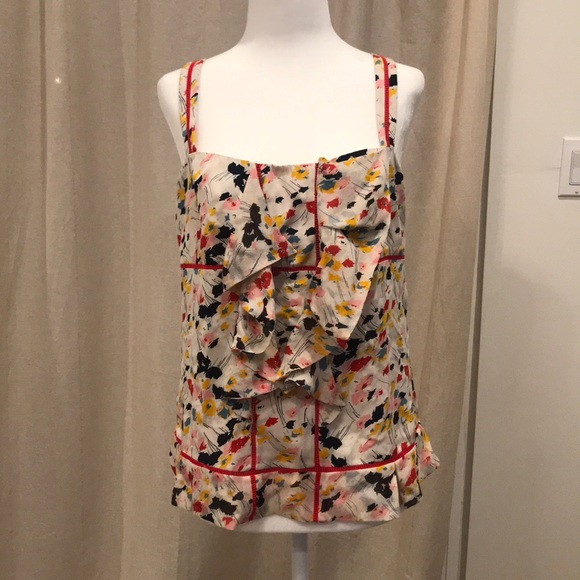 Sleeveless DVF blouse with washed floral print - Picture 1 of 4